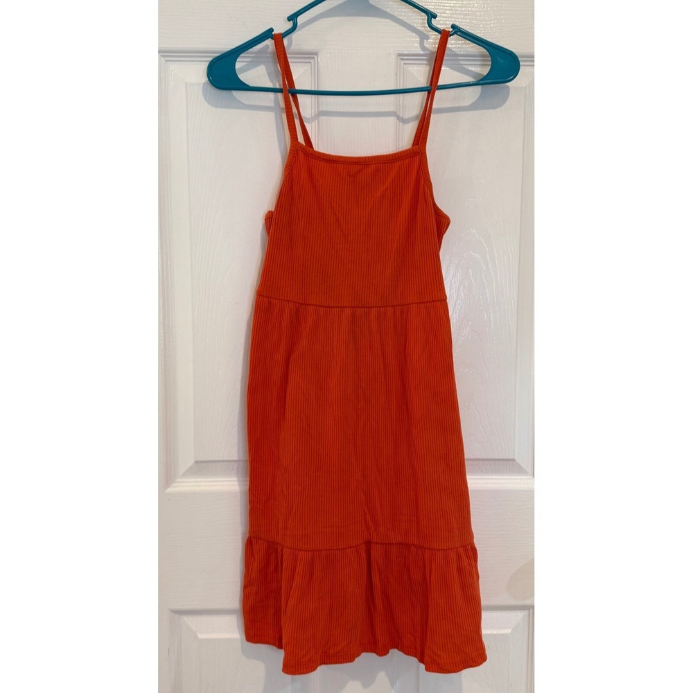 Old Navy Orange Ribbed Ruffle Hem Sleeveless Casual Sundress L